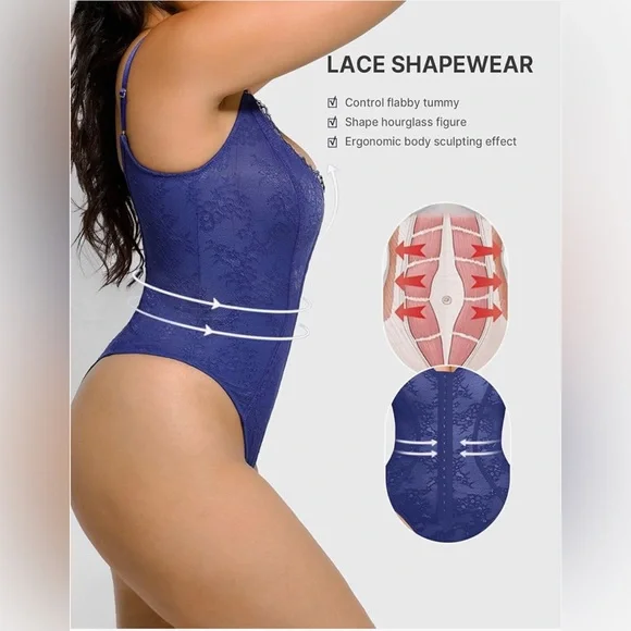 SHAPELLX Lace Bodysuit for Women Tummy Control Shapewear Backless Body Suits - Picture 4 of 5